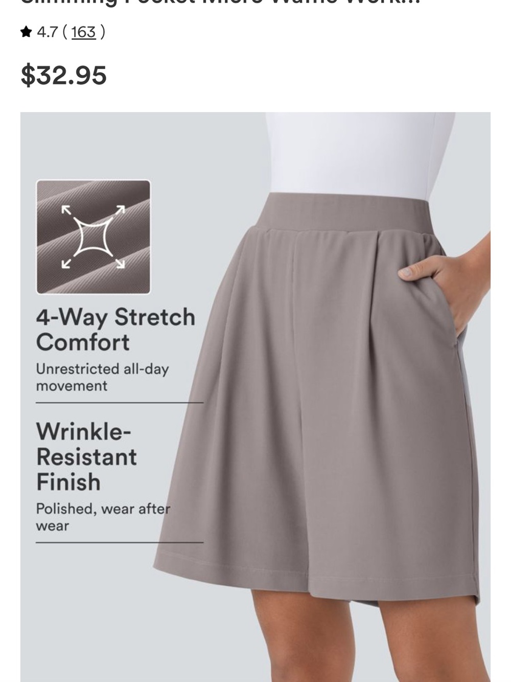 HALARA Taupe Wide-Leg Pull-On Shorts